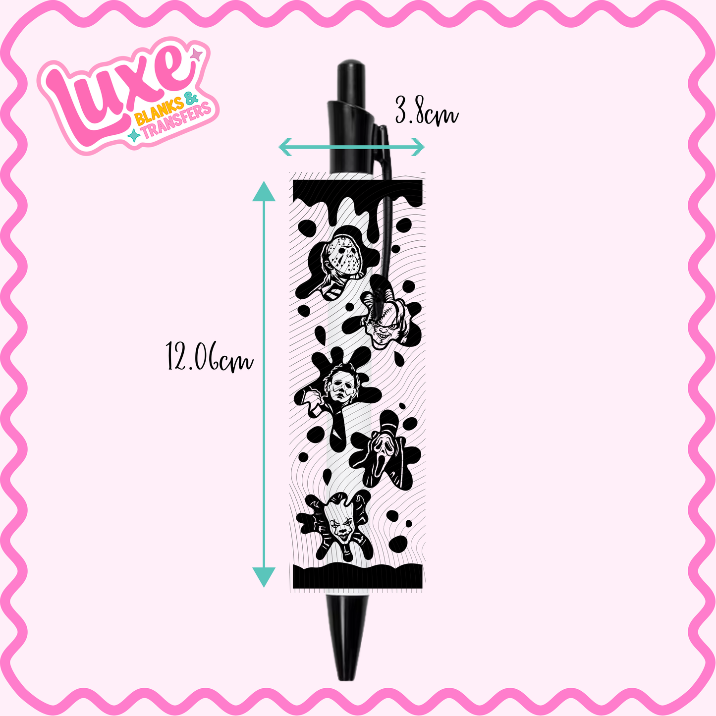 UV DTF Pen Wrap | Black Spooky | #38
