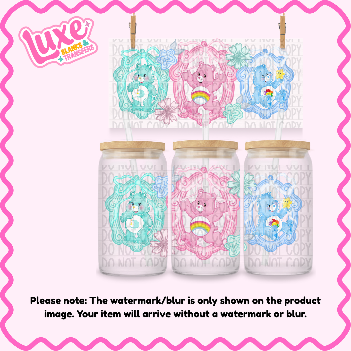 16oz UV DTF Wrap | Cutesy CBear Frame | #3735