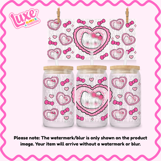 16oz UV DTF Wrap | Hi Cat Pink Heart | #N105