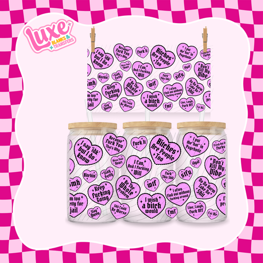 Swear Hearts Pink UV DTF Wrap (#1018)