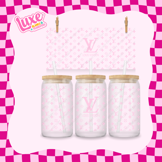 16oz UV DTF Wrap | Light Pink LV Pattern | #2002