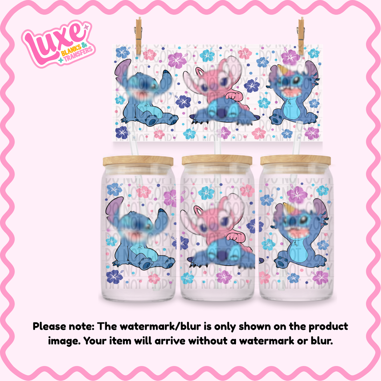 16oz UV DTF Wrap | Blu3 P1nk Ali3n Flowers | #N15