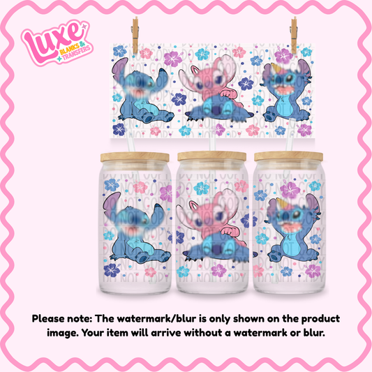 16oz UV DTF Wrap | Blu3 P1nk Ali3n Flowers | #N15