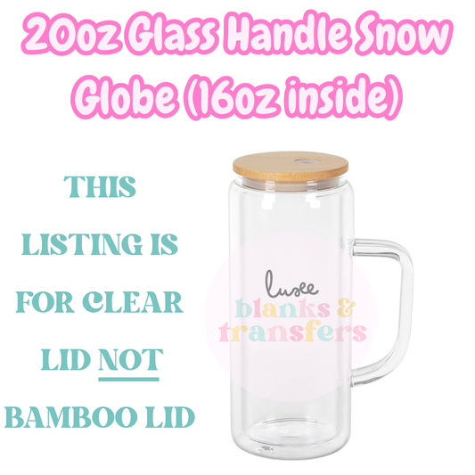 20oz Clear Lid Glass Handle Snowglobe