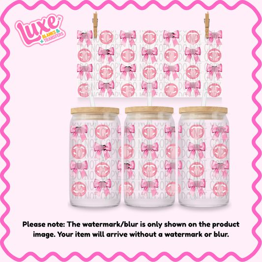 16oz UV DTF Wrap | Pink C Brand Bows | #2739