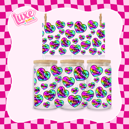 Swear Hearts Neon UV DTF Wrap (#1019)