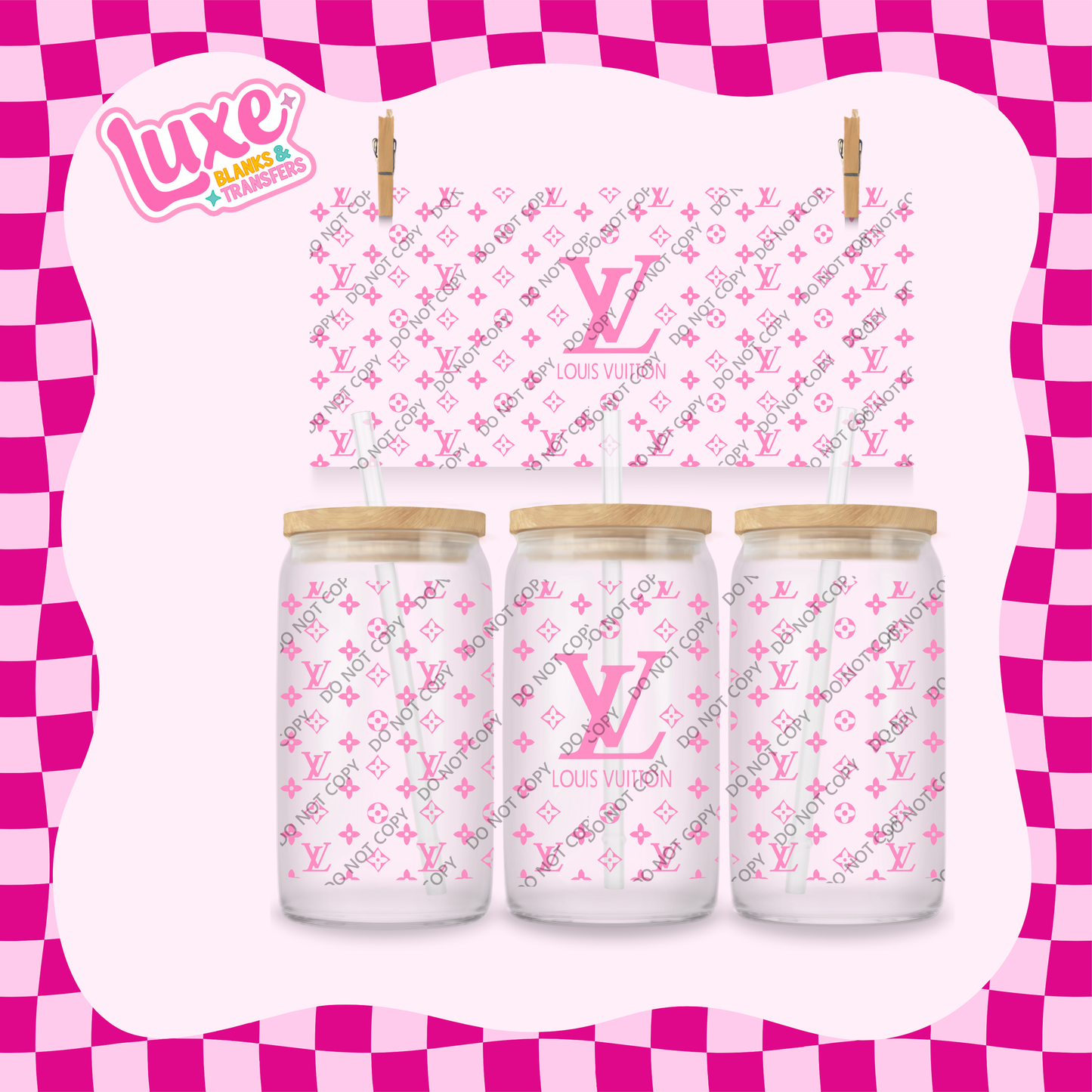 16oz UV DTF Wrap | Pink LV Pattern | #2003