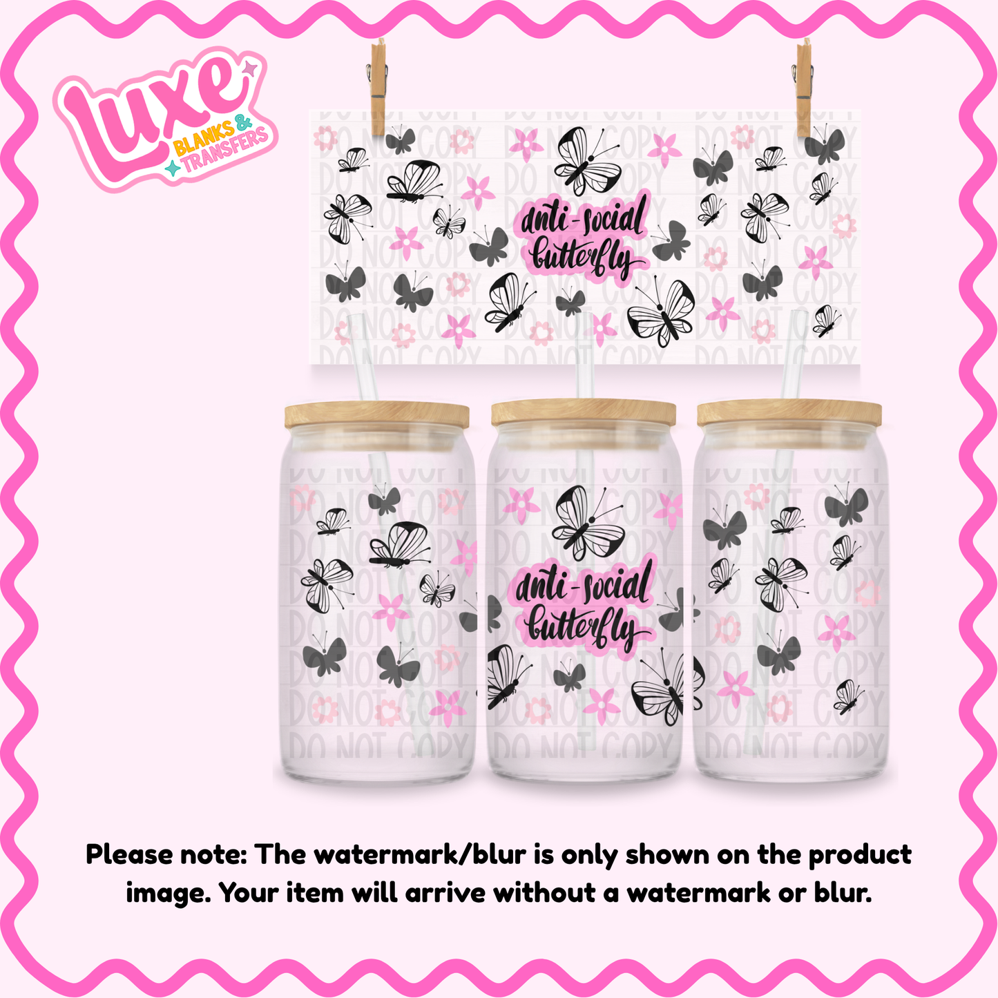 16oz UV DTF Wrap | Anti-Social Butterfly | #4262