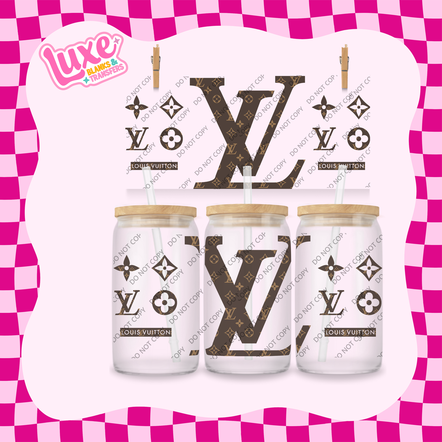 16oz UV DTF Wrap | Brown LV | #2009