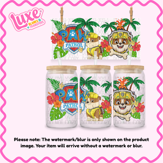 16oz UV DTF Wrap | Paw Rubble Floral | #4073
