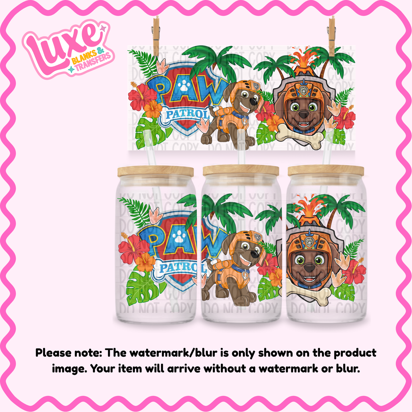 16oz UV DTF Wrap | Paw Zuma Floral | #4077