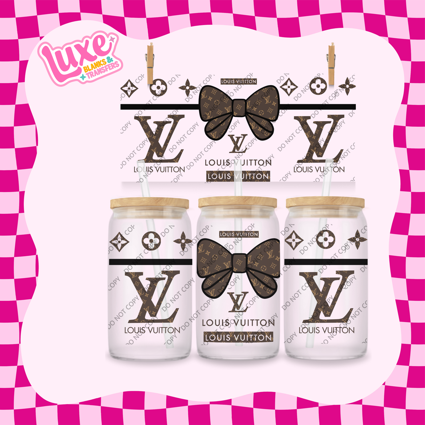 16oz UV DTF Wrap | Brown LV Bow | #2016