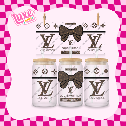 16oz UV DTF Wrap | Brown LV Bow | #2016