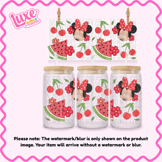16oz UV DTF Wrap | Girl Mouse Watermelon | #2442