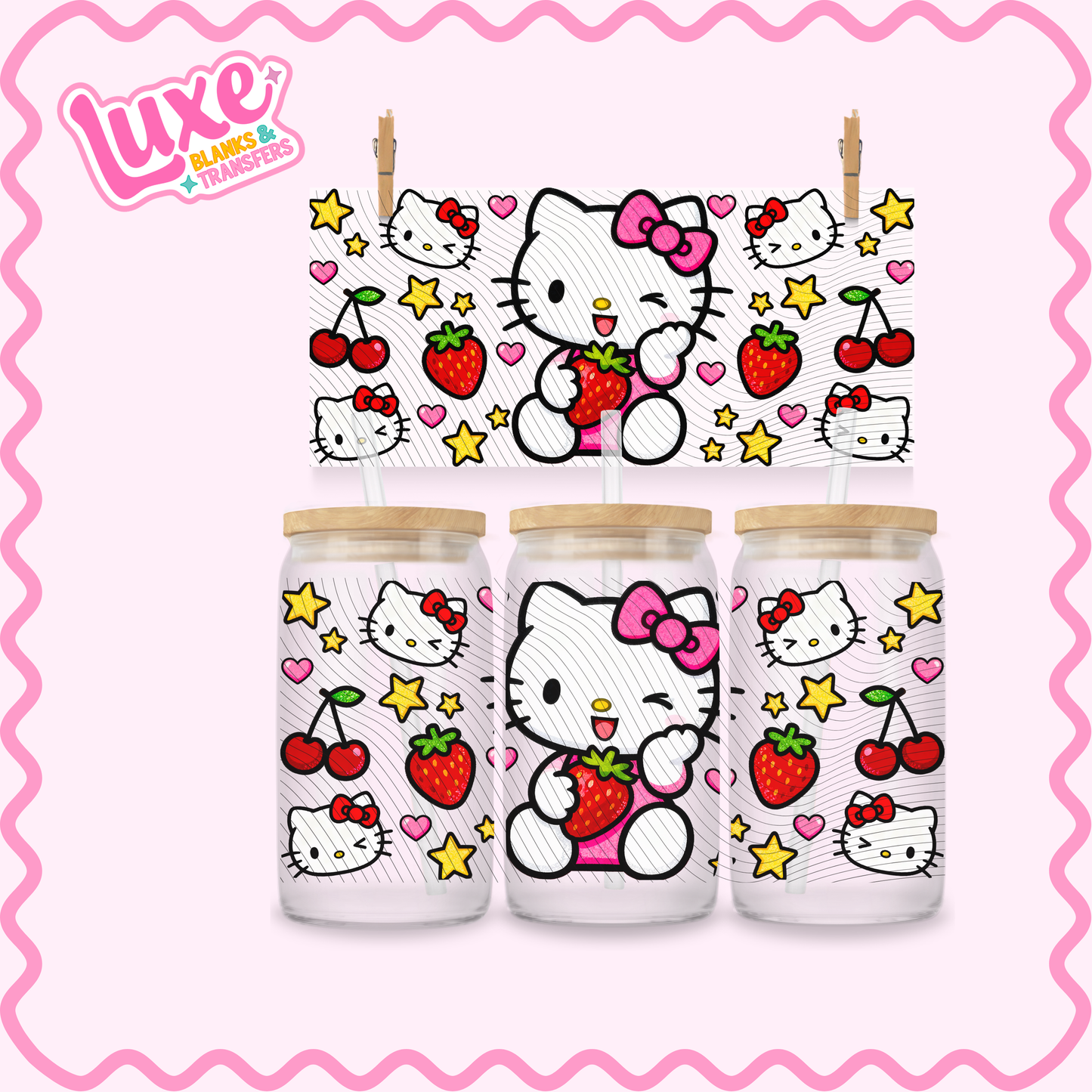 16oz UV DTF Wrap | Cutesy HK Strawberry | #3289
