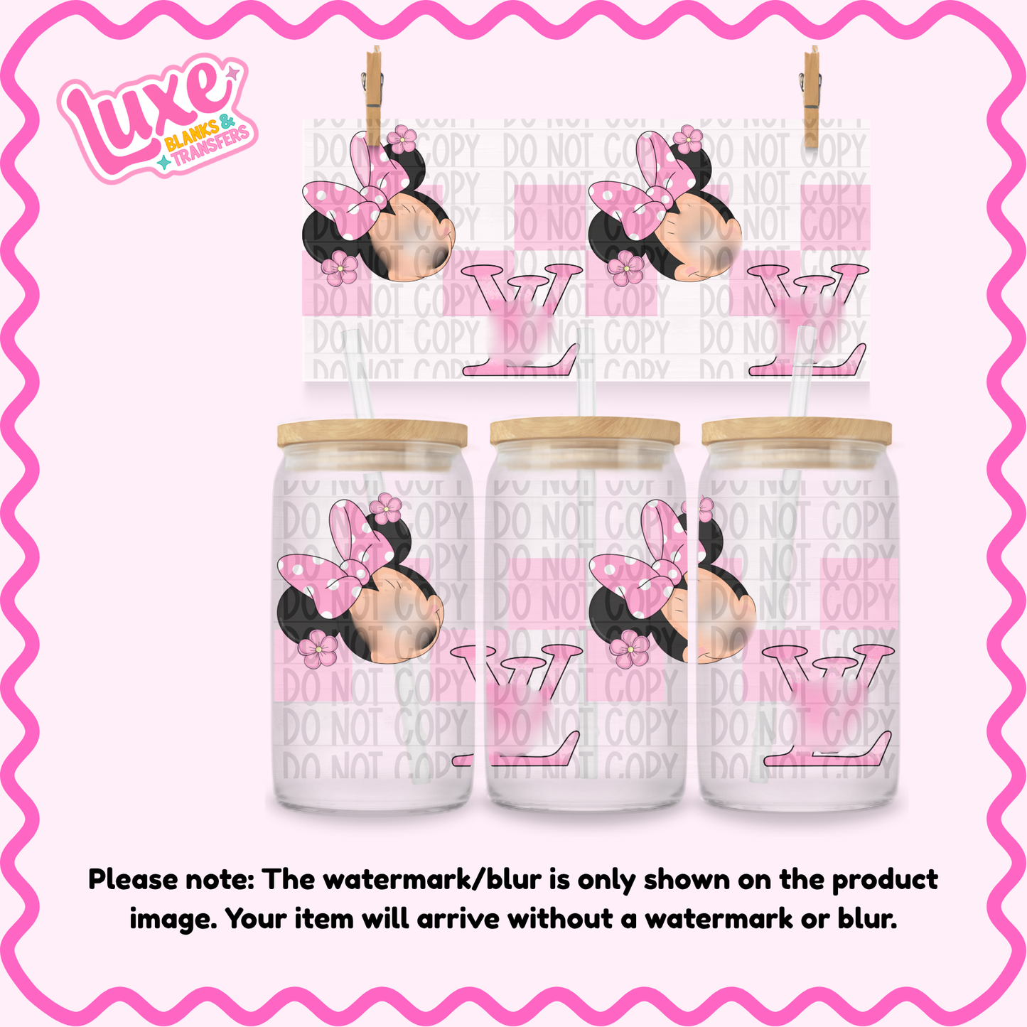 16oz UV DTF Wrap | Boujee Mouse Pink | #2456