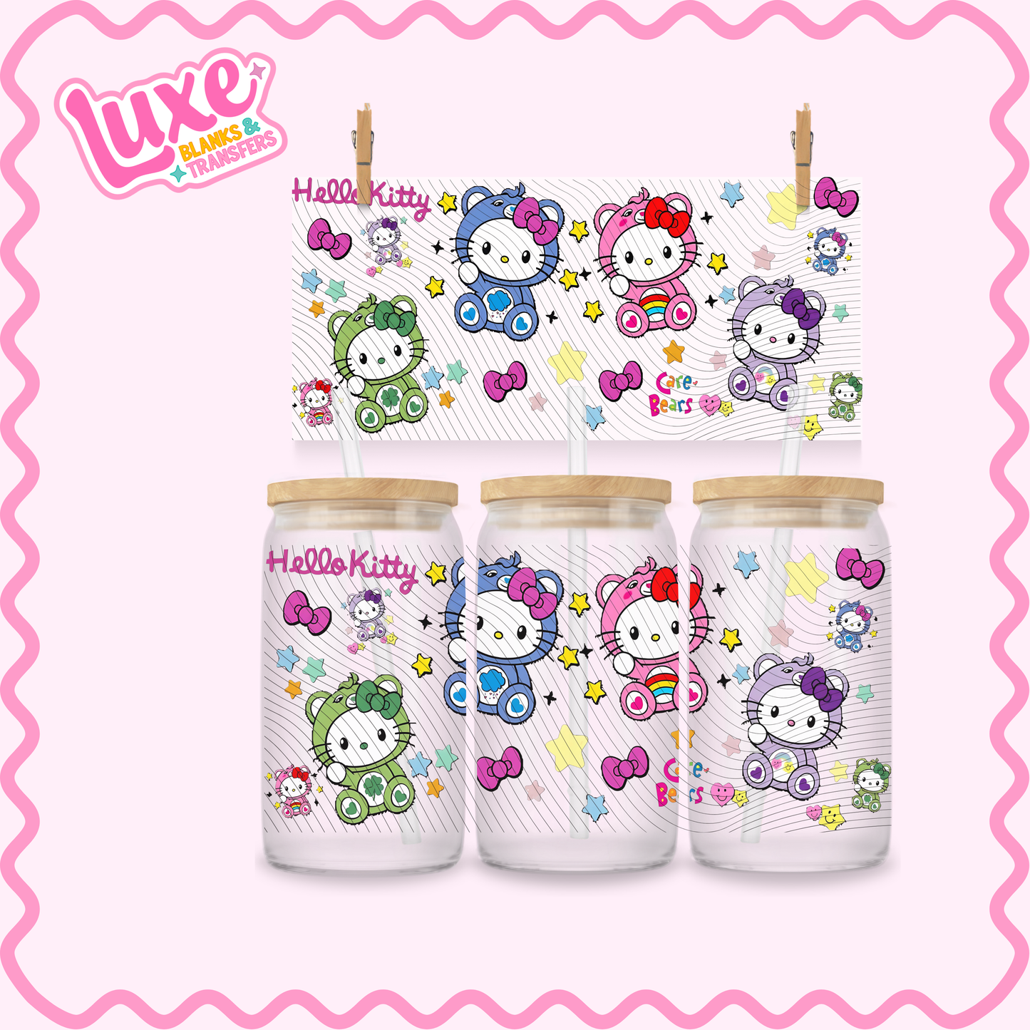 16oz UV DTF Wrap | HK X Care Bear | #3292