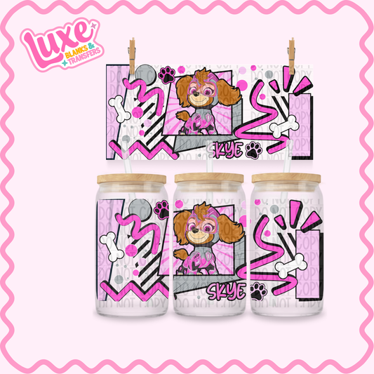 16oz UV DTF Wrap | Skye Paw Character Pink | #3413