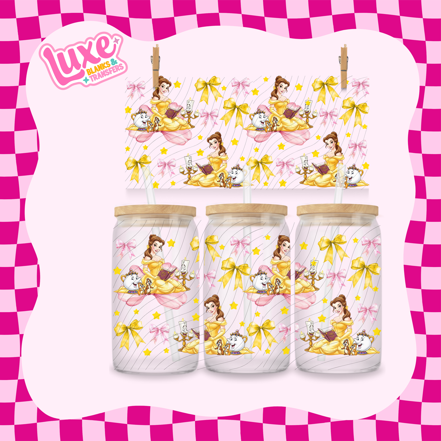 Belle Princess Bows | 16oz UV DTF Wrap | #1656