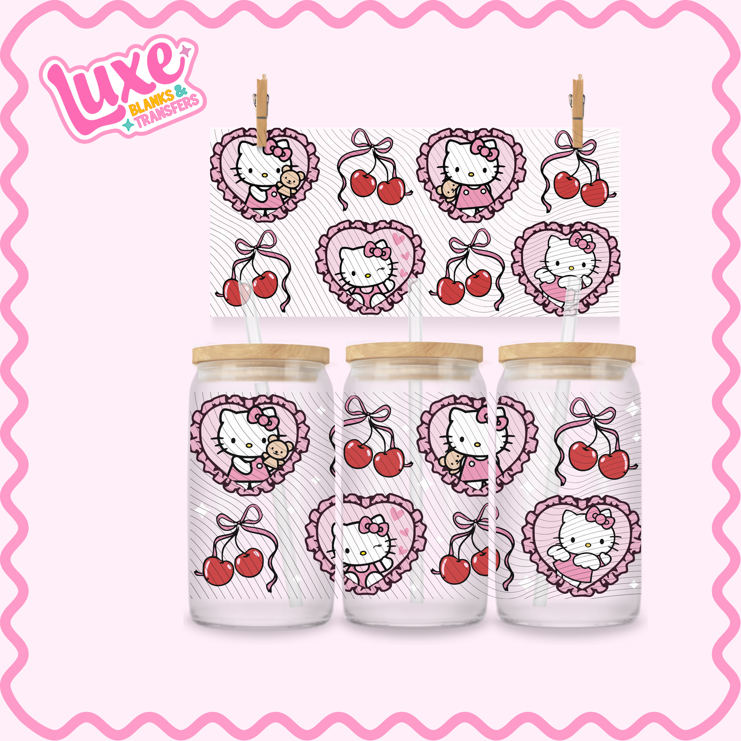 16oz UV DTF Wrap | Cutesy HK Hearts | #3295