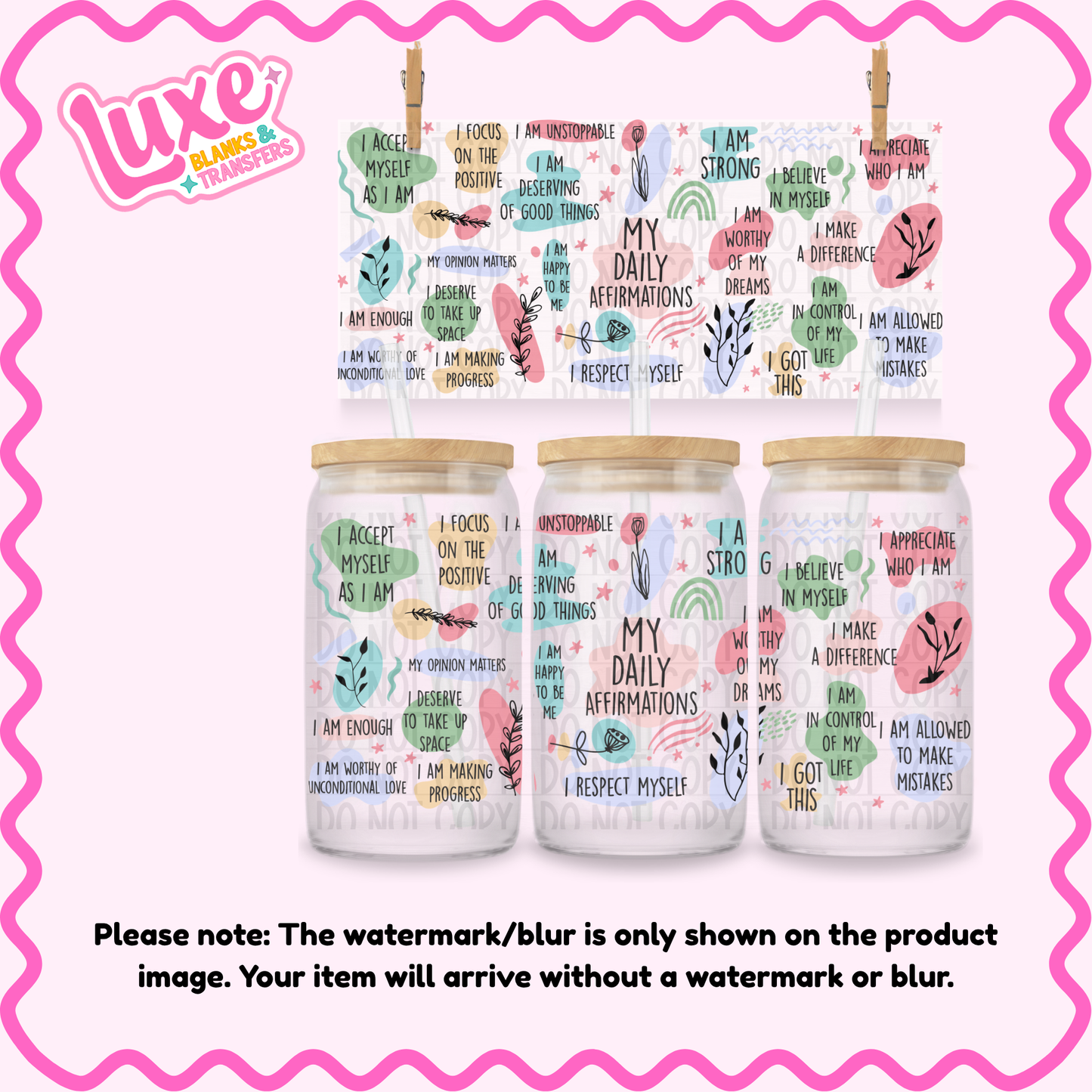 16oz UV DTF Wrap | My Daily Affirmations | #4279