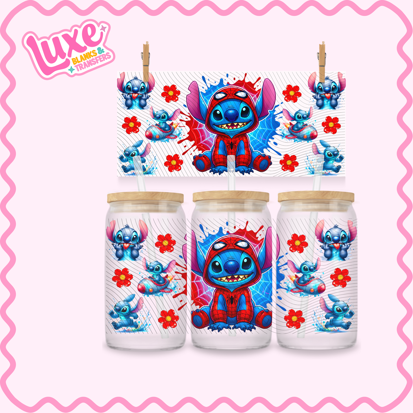 16oz UV DTF Wrap | Spidey Blue Alien | #3297