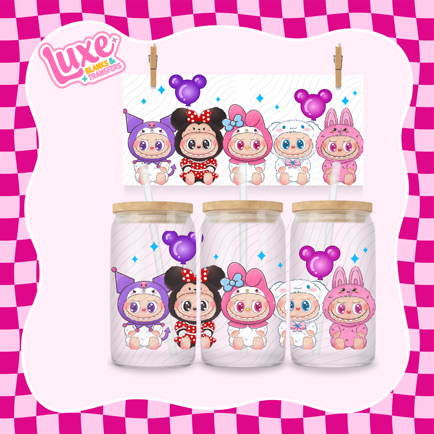 Bubu X Characters | 16oz UV DTF Wrap | #1542