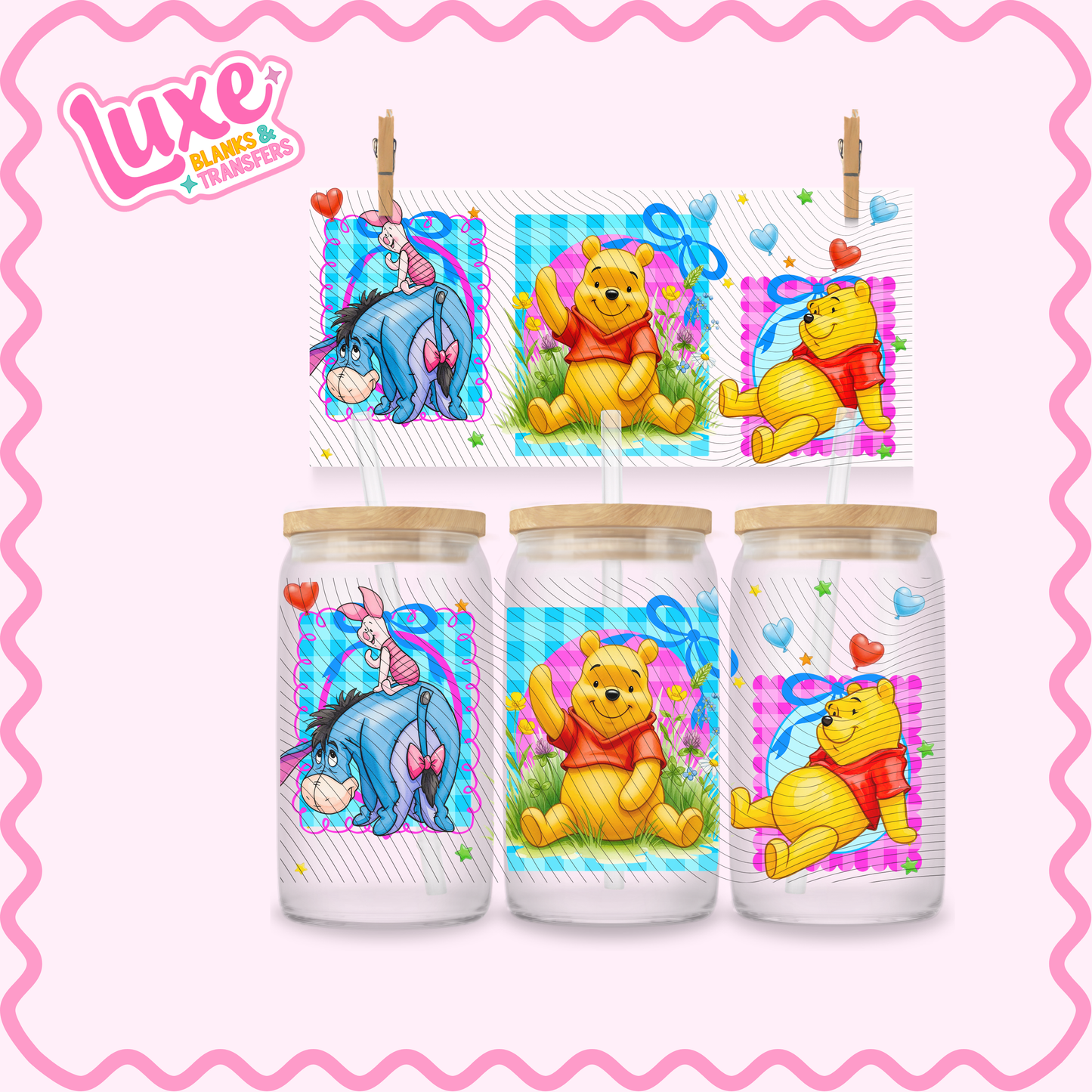 16oz UV DTF Wrap | Bright Gingham Win | #3306