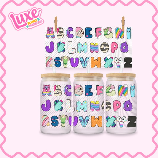 16oz UV DTF Wrap | Gabby Alphabet | #3307