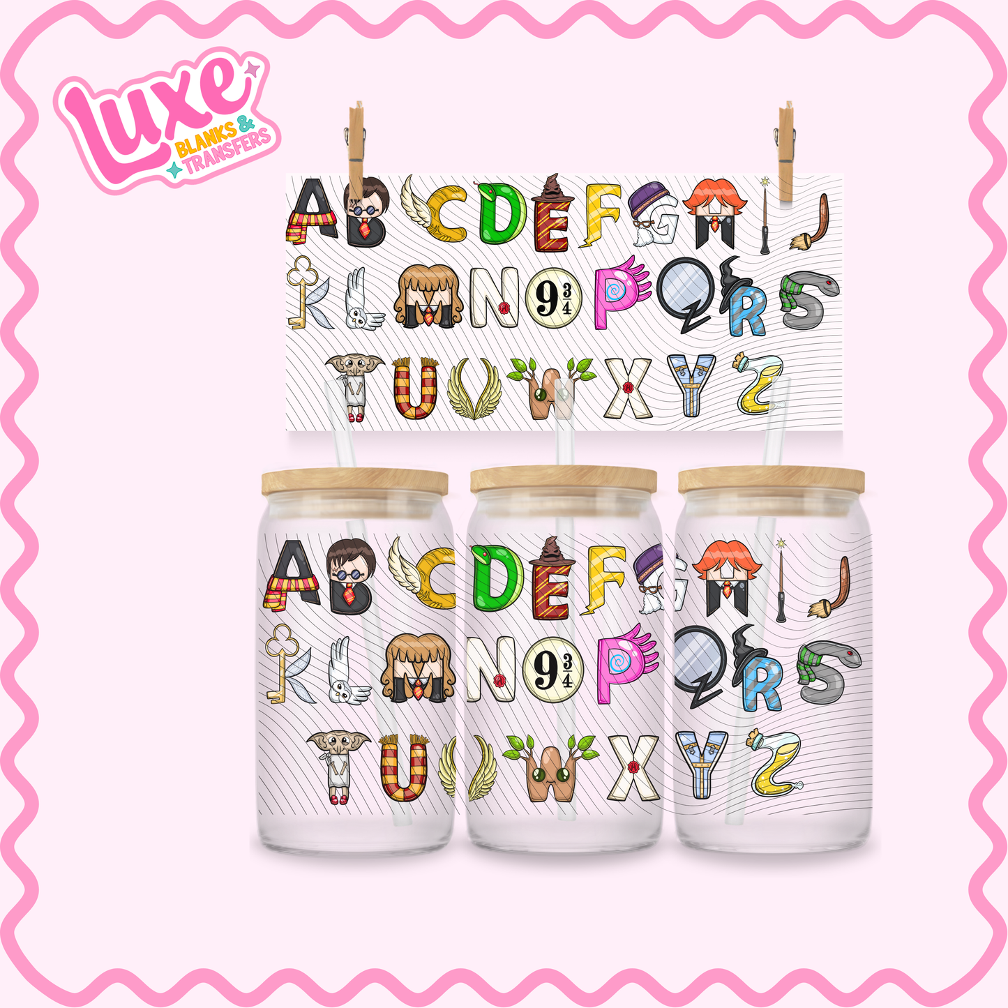 16oz UV DTF Wrap | Potter Alphabet | #3309