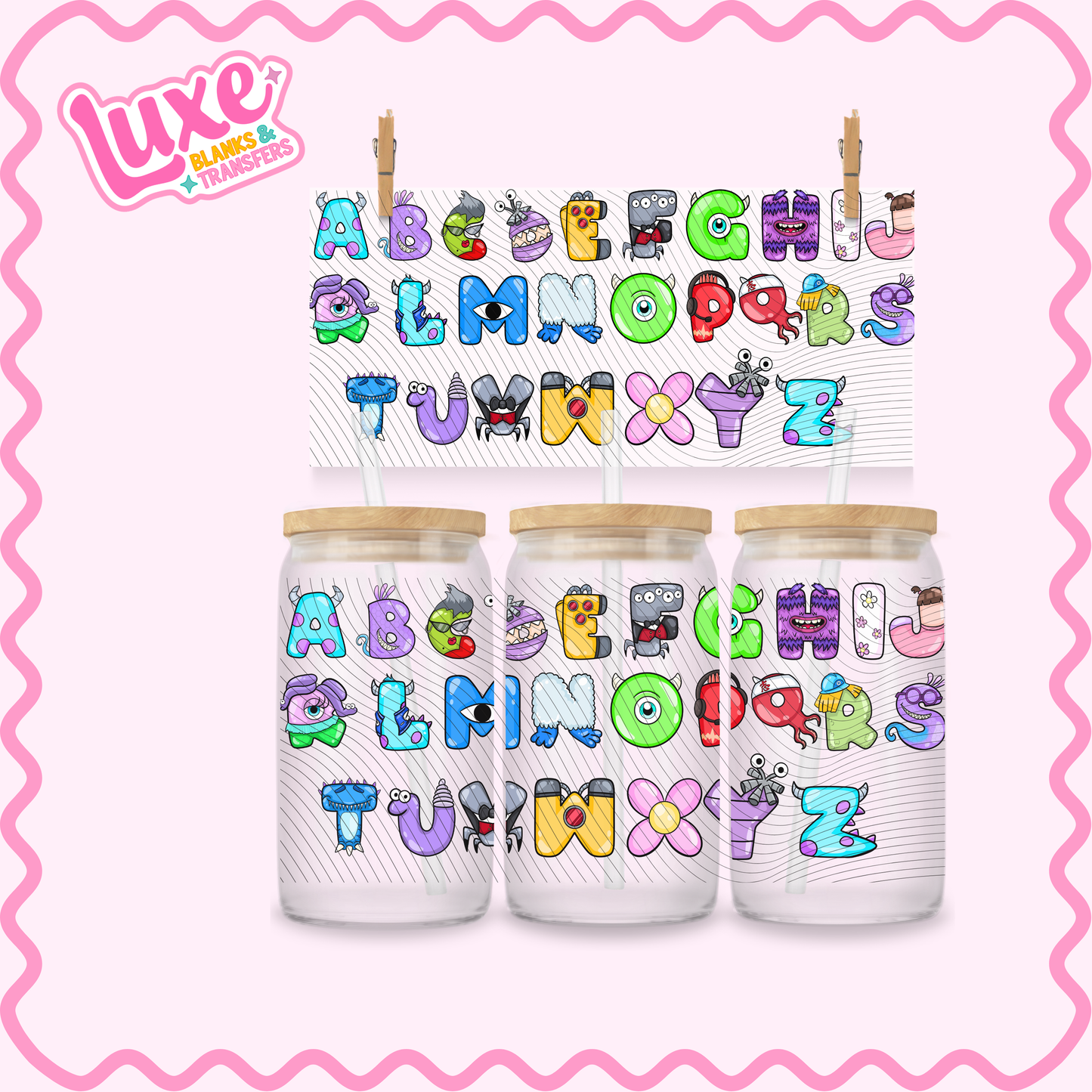 16oz UV DTF Wrap | Monsters Alphabet | #3310
