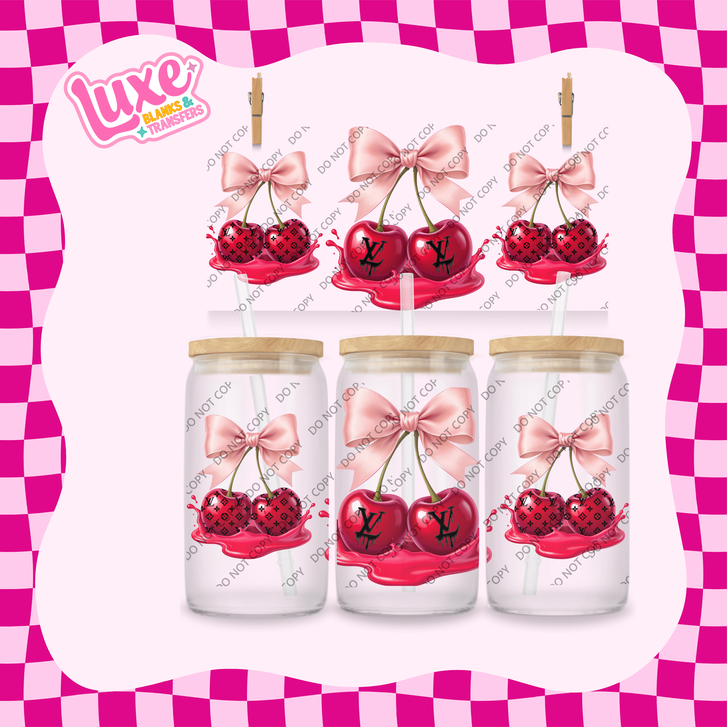 16oz UV DTF Wrap | LV Red Cherries | #2039