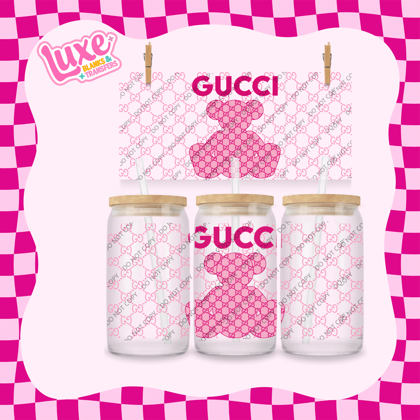 16oz UV DTF Wrap | G Brand Pink Bear | #2040