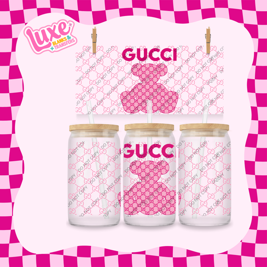 16oz UV DTF Wrap | G Brand Pink Bear | #2040