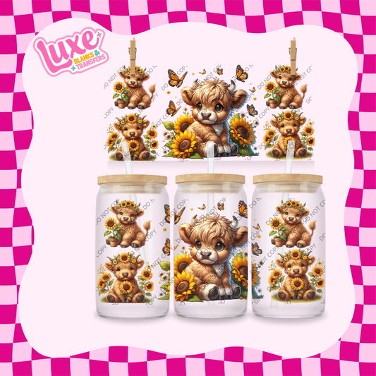 16oz UV DTF Wrap | Cutesy Cows & Sunflowers | #2042