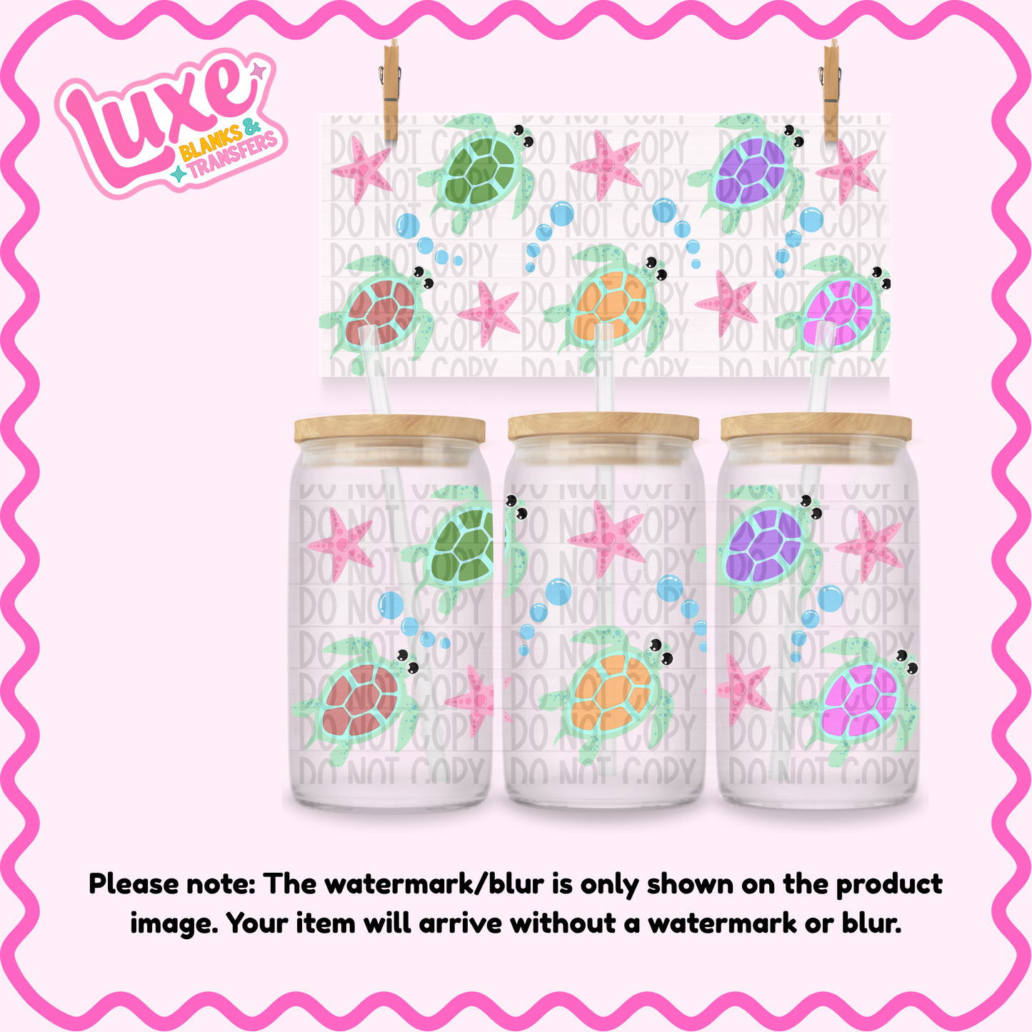 16oz UV DTF Wrap | Pastel Turtles | #3885