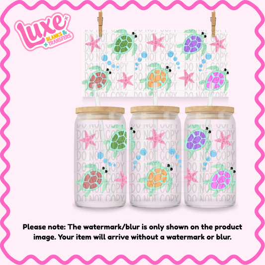 16oz UV DTF Wrap | Pastel Turtles | #3885