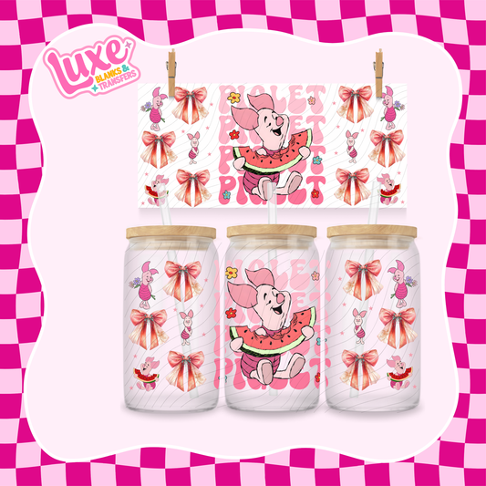 Pig Character Bows | 16oz UV DTF Wrap | #1555