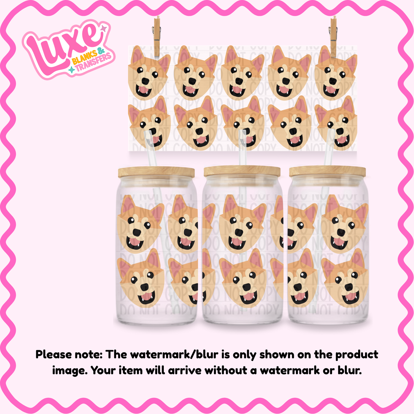 16oz UV DTF Wrap | Shiba Inu Dog | #4297