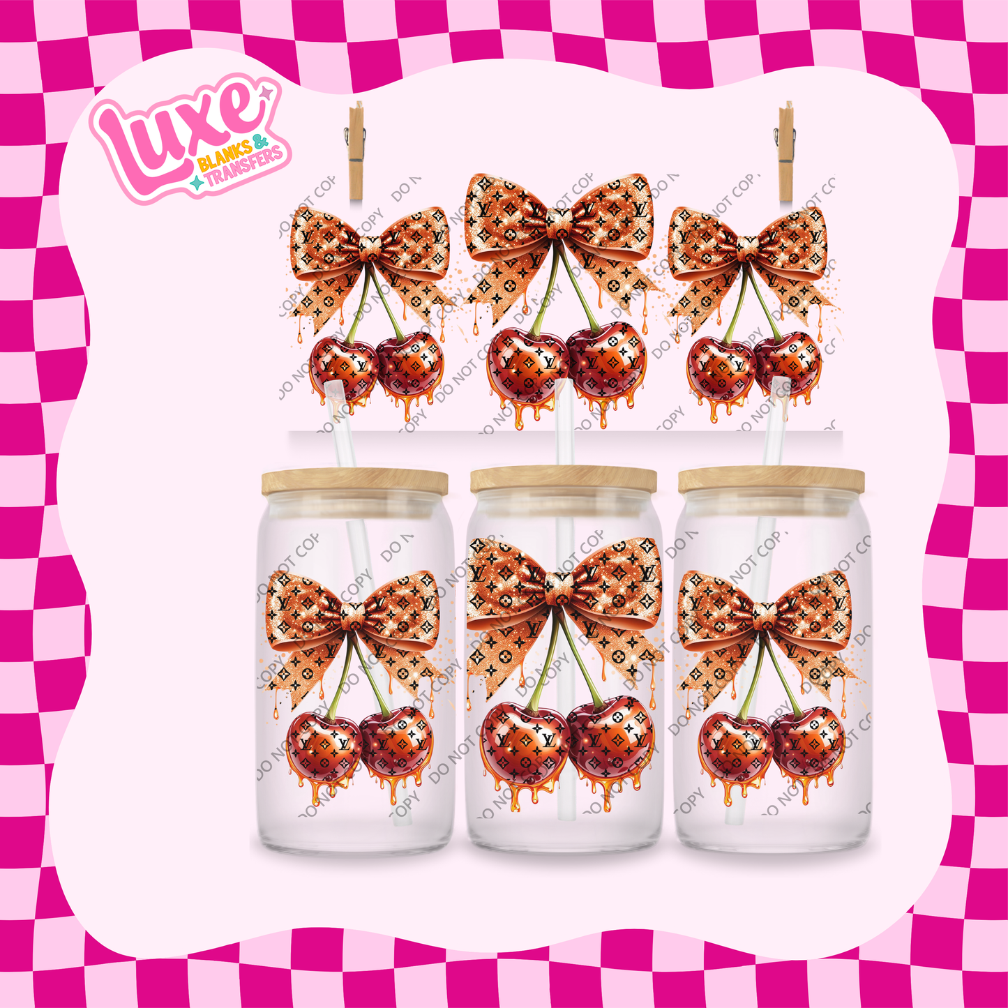 16oz UV DTF Wrap | Bronze LV Cherry Drip | #2044