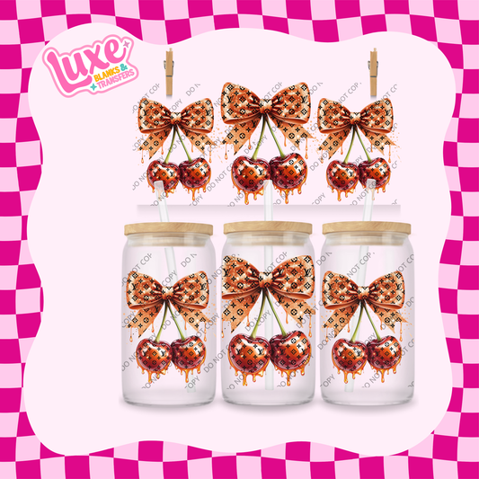 16oz UV DTF Wrap | Bronze LV Cherry Drip | #2044