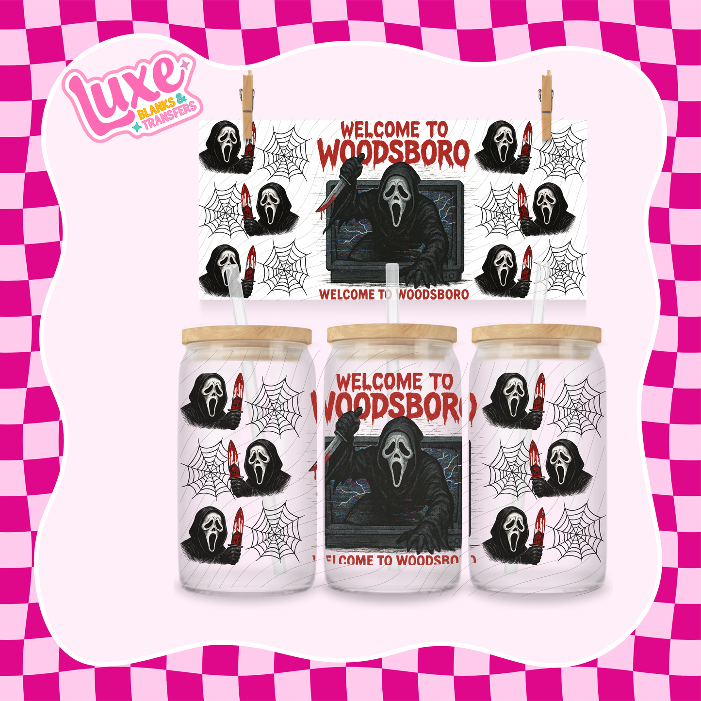 Welcome To Woodsboro Ghost | 16oz UV DTF Wrap | #1557