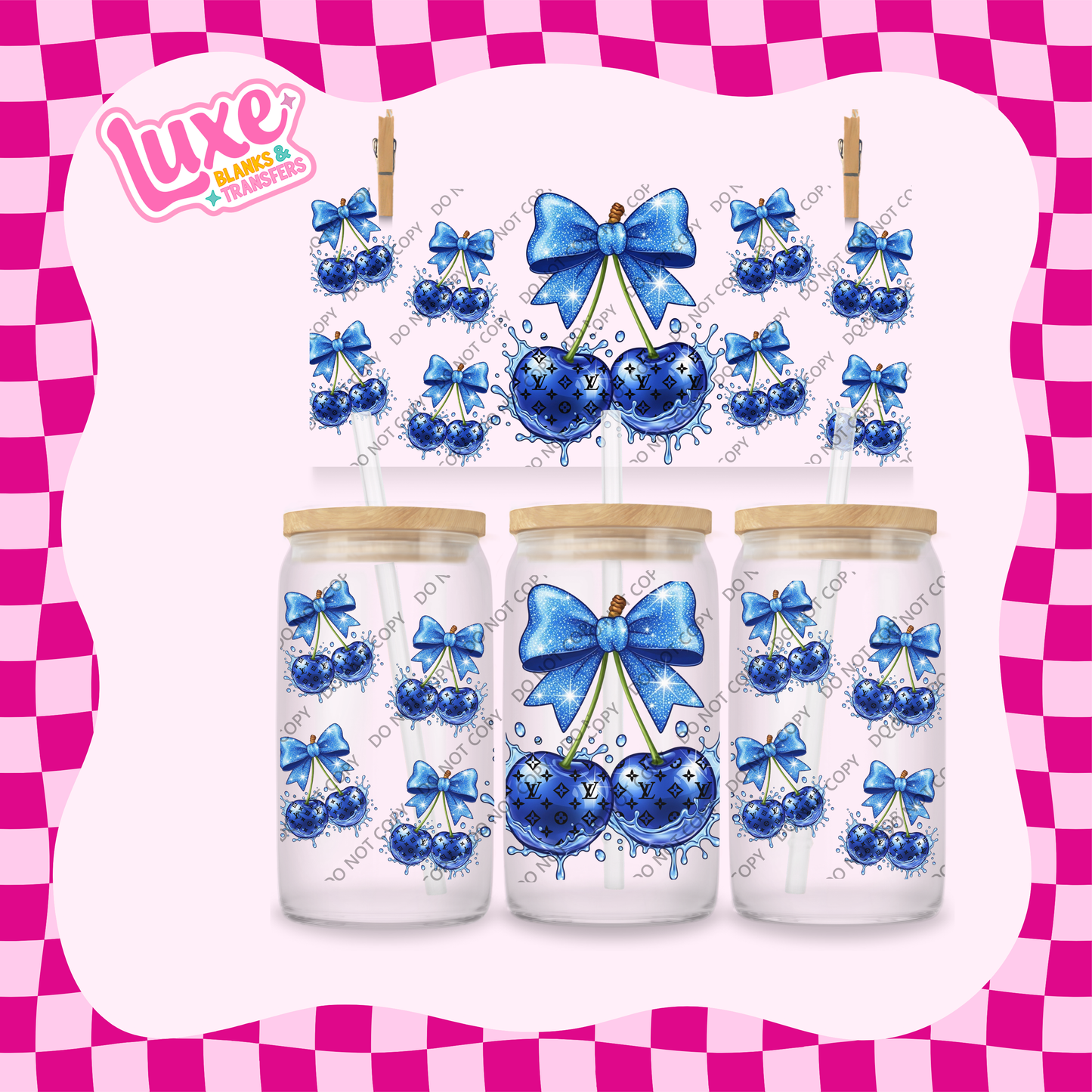 16oz UV DTF Wrap | Blue Cherry LV | #2046