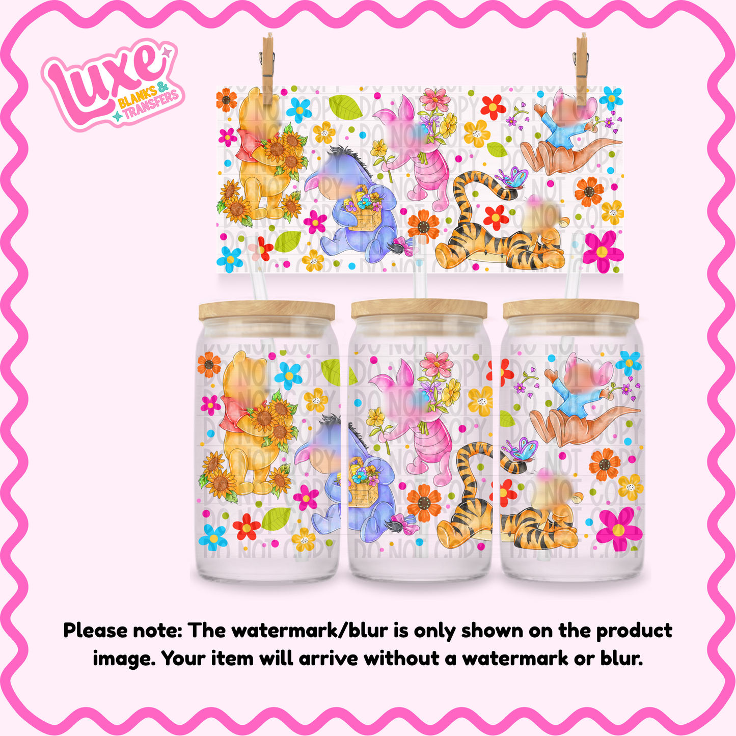 16oz UV DTF Wrap | Cute Bear & Friends | #1809