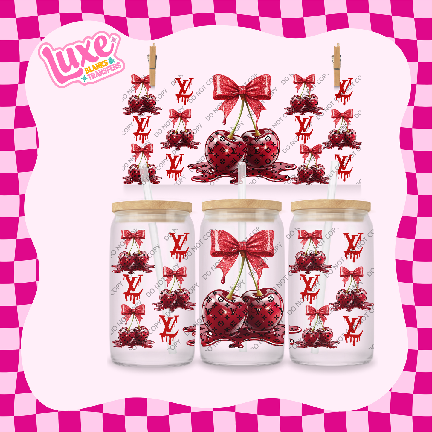 16oz UV DTF Wrap | Red Cherry Drip LV | #2050