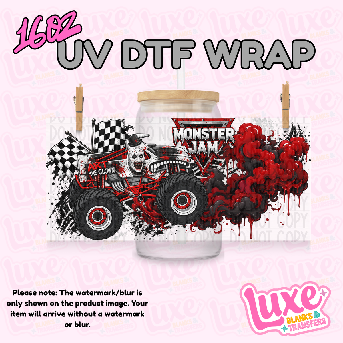 16oz UV DTF Wrap | Monster Truck Art Spooky | #4356