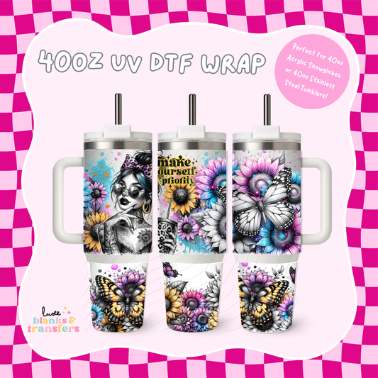 Tattoo Girl 40oz UV DTF Wrap (#B44)