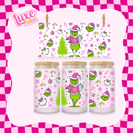 Pink Gr!nch Tumbler | UV DTF Wrap | #1069