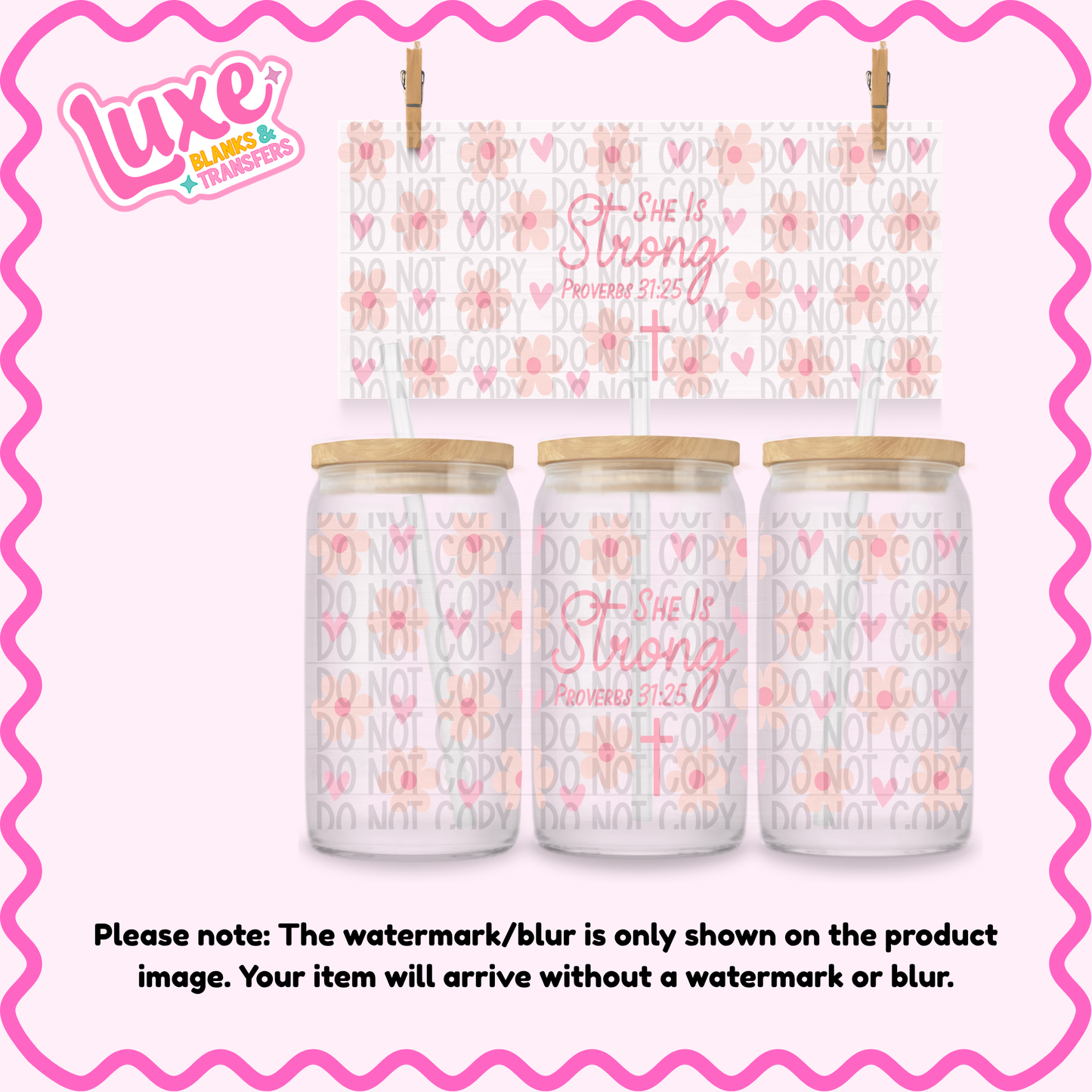 16oz UV DTF Wrap | She Is Strong Faith | #3800