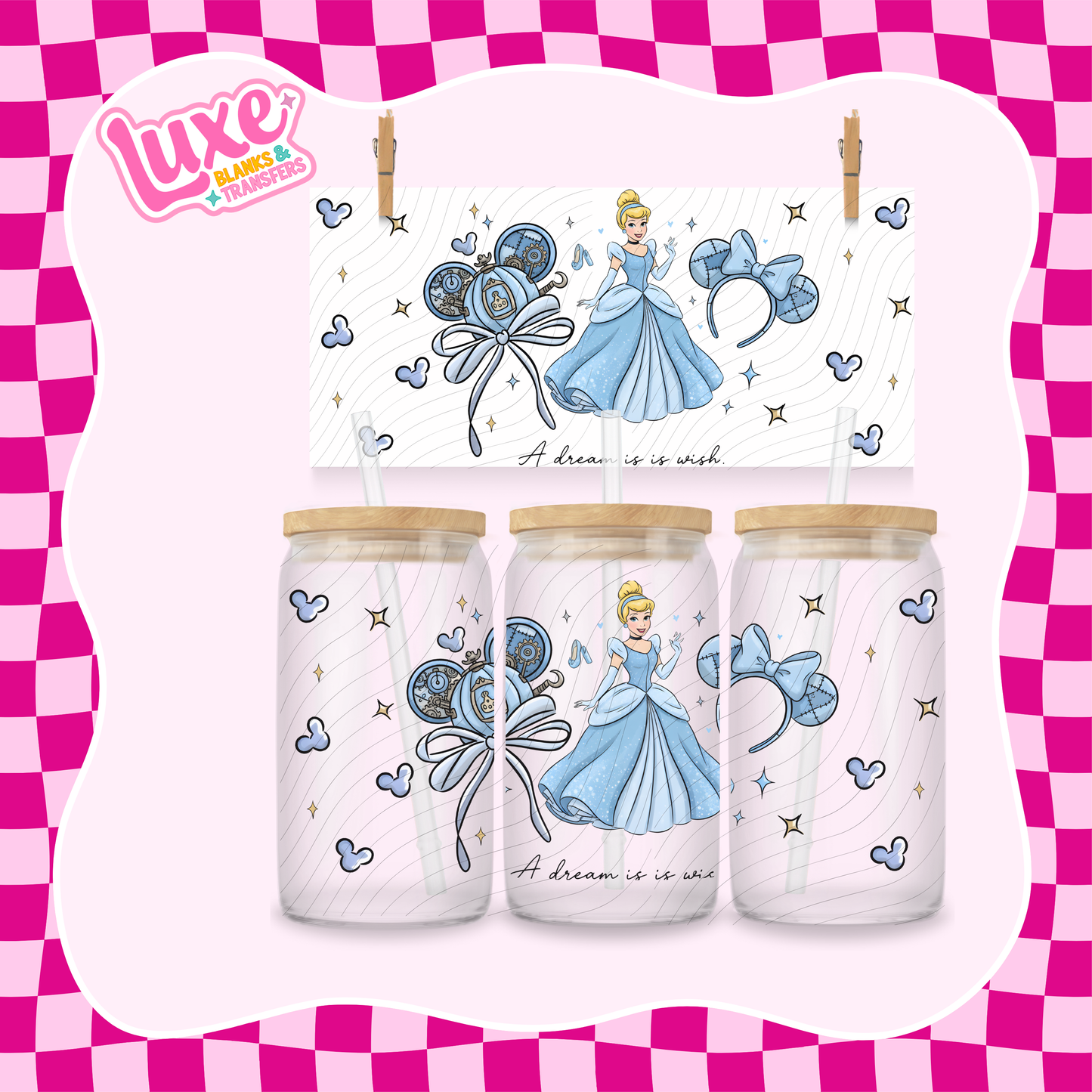 Cind. Dis. Princess Ears | 16oz UV DTF Wrap | #1571